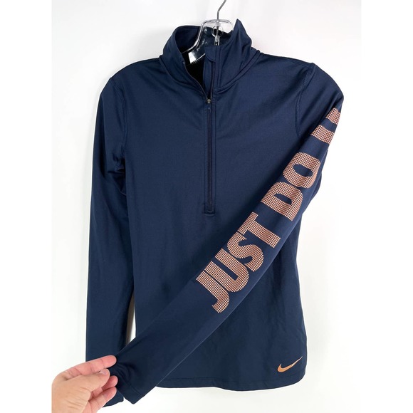 Nike Tops - Nike 3/4 Zip Performance Dri-Fit Long Sleeve Top "Just Do It" Womens Size Small